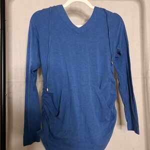 Casual Blue V-Neck Women's Hoodie